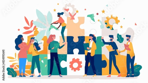 Create an infographic on the benefits of teamwork and collaboration in achieving common goals. Showcase examples of effective teamwork and the skills needed to collaborate effectively.