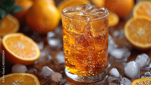 A glass of bright and tangy orange soda.