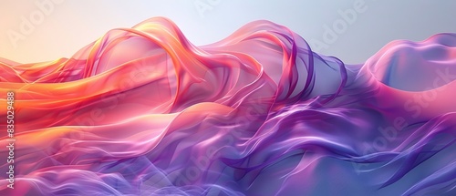 A colorful, abstract painting of a wave with purple, pink, and orange colors