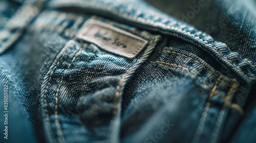 Clothing size label sewn onto the inside of a garment with the size designation prominently displayed for easy identification by shoppers.