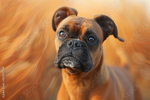 Digital artwork of boxer dog with a sneezing expression, high quality, high resolution