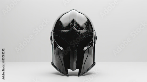 Hun warrior helmet illustration, modern graphic design, isolated, copy and text space, close-up, macro, white background, black and white. Hun template, banner, background, wallpaper, backdrop