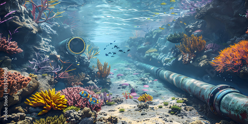 Underwater scene coral reef world ocean wildlife landscape