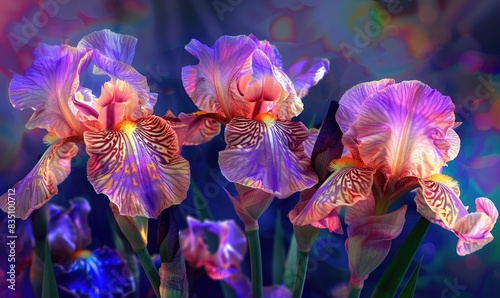 Violet Irises on abstract background