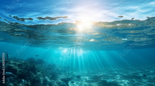Sunlight Penetrating Clear Blue Waters Above a Coral Reef