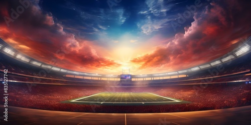 Graphic art design of American football stadium with competitive sports inspiration. Concept Sports, Graphic Design, American Football, Stadium Art