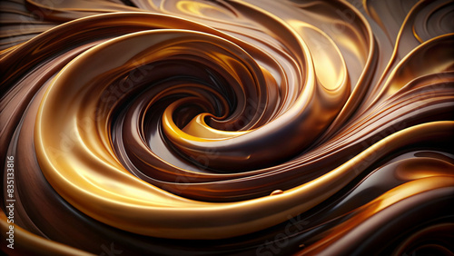 cake batter swirls in dark chocolate background
