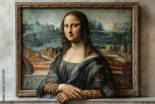 Scene of the Mona Lisa Painting in 3D abstract