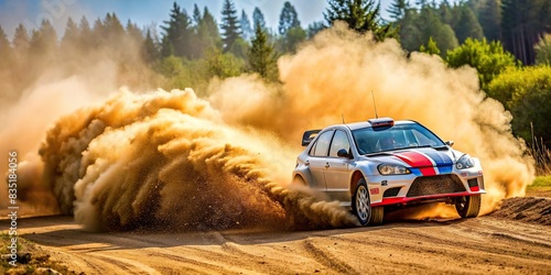 Rally car racing on dirt track at high speed , Rally, car, race, dirt, track, speed, adrenaline, competition, extreme, action, on the edge, off-road, vehicle, motorsport, driving