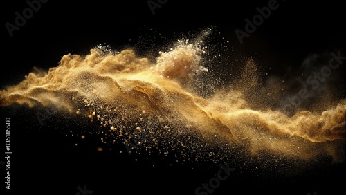 Sand blowing transition in rendering from right to left on alpha background, sand, blowing, transition, rendering, reveal, alpha background, motion graphics, animation, dusty, particle effect