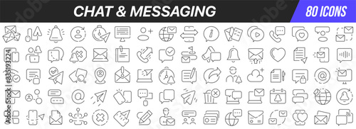 Chat and messaging line icons collection. Big UI icon set in a flat design. Thin outline icons pack. Vector illustration EPS10