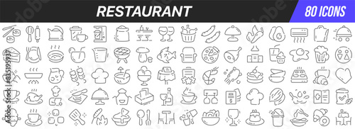 Restaurant line icons collection. Big UI icon set in a flat design. Thin outline icons pack. Vector illustration EPS10