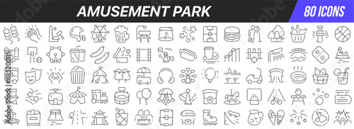 Amusement park line icons collection. Big UI icon set in a flat design. Thin outline icons pack. Vector illustration EPS10