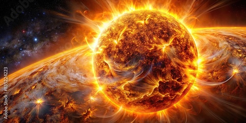 A stunning image of a solar flare erupting on the surface of the sun , Sun, solar flare, explosion, energy, atmosphere, outer space, celestial, astronomy, burst, eruption, intense, plasma