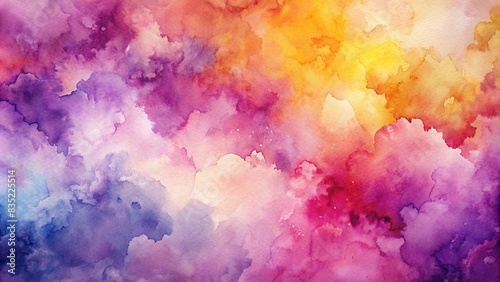 Watercolor background in shades of purple, magenta, pink, peach, coral, orange, yellow, beige, and white, watercolor, background, purple, magenta, pink, peach, coral, orange, yellow, beige