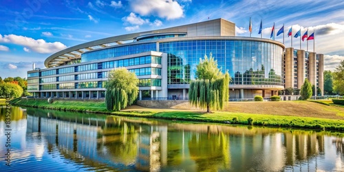 Image of the Council of Europe building in Strasbourg, France, Council of Europe, building, architecture, Strasbourg, France, European Union, governmental organization, democracy