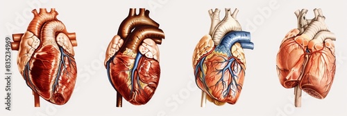 Anatomy miniature models of human organs such as the brain, lungs, and heart isolated on a transparent cutout background for chronic diseases and school science programs