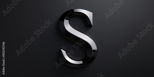 A simple design featuring a black and silver letter S on a black background, suitable for use in graphic design, branding, or as a symbol