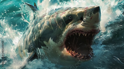 Attractive A ferocious toothy shark, illustration