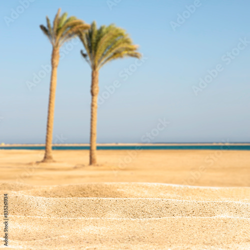 Summer background of sand and landscape of sea. 