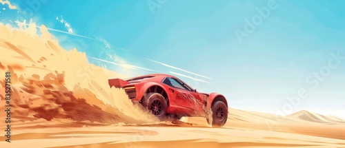 Race in sand desert competition racing challenge desert car drives off road 