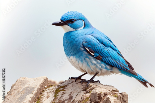 Close up photography of a Mountain Bluebird on a rock