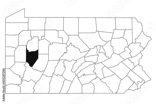Map of Armstrong County in Pennsylvania state on white background. single County map highlighted by black colour on Pennsylvania map. UNITED STATES, US