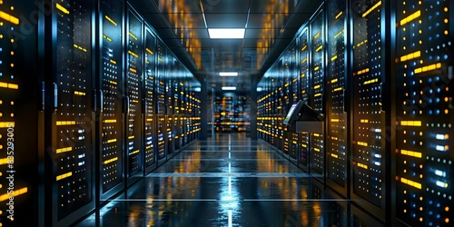 The Significance of a Data Server Room Analysts Compiling Databases for Potential Bounties as Intermediaries. Concept Data Server Room, Database Compilation, Potential Bounties, Intermediaries