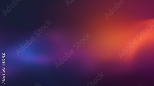 Grainy gradient background purple orange vibrant abstract glowing color wave black dark backdrop, noise texture banner poster header design