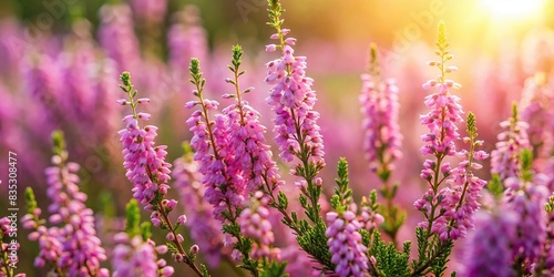 Elegant blooming heather flowers on a background, heather, nature, elegance, isolated, beauty, delicate, purple, flora, botany, garden, plant, decorative, decoration, ornamental, design