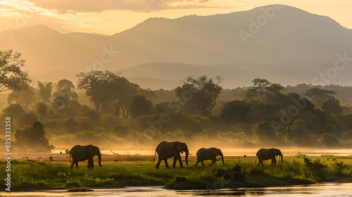 Elephant family in the wild