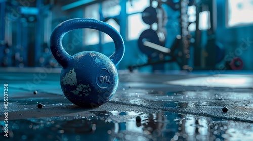 The blue kettlebell in the gym
