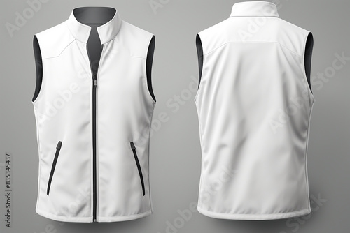 Blank track vest jacket mockup in front and back views