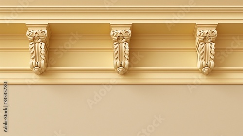 Traditional Parapet Wall in Creamy Beige with Classical Architecture and Graceful Lines