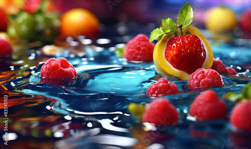 Fruit liquid photo pic, Fruit, citrus, berries, juice splashes