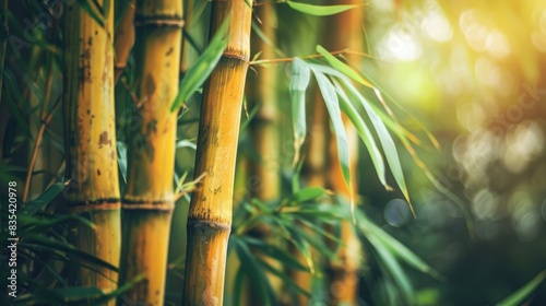 Close up of a bamboo tree in a dense forest