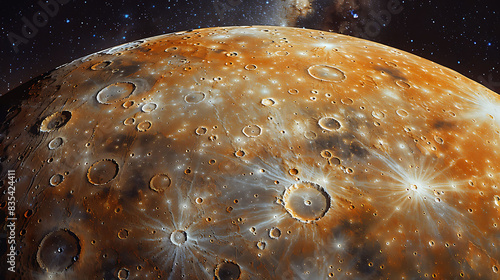 detailed image of the surface of Mercury with its numerous craters and rocky terrain