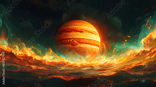 detailed view of the Great Red Spot on Jupiter within the Solar System with its turbulent storm clouds swirling