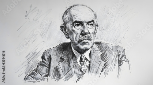 pencil sketch of John Maynard Keynes (1883-1946) Famous economist who also managed the endowment for King's College, Cambridge Known for Keynesian economics