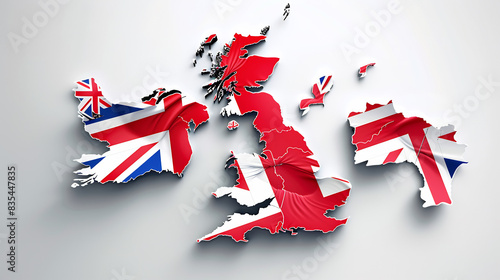 Map of United Kingdom with British Flag