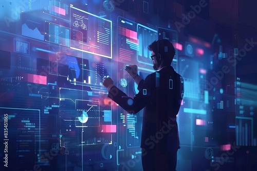 businessman organizing tasks on a virtual checklist using augmented reality technology to streamline workflow and boost productivity digital concept illustration