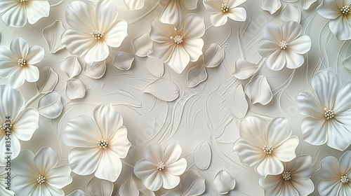 White flowers background. Decorative design element, generative ai