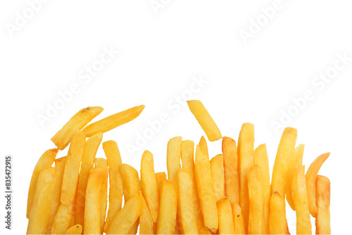 Frame made of tasty french fries on transparent background png