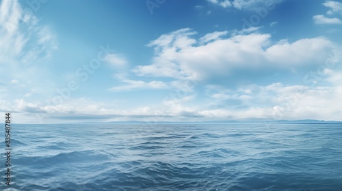 A Serene View of the Open Ocean Under a Beautiful Blue Sky