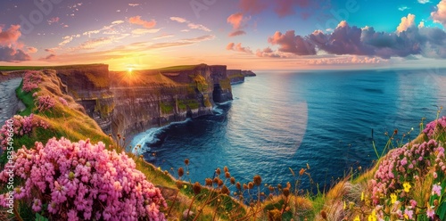 Cliffs of Moher at sunset, County Clare, Munster province, Republic of Ireland, Europe.