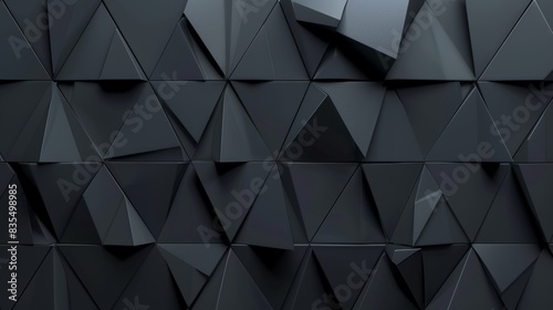 High tech, futuristic background with triangular blocks. Wall texture with a 3D triangle tile pattern. 3D rendering.