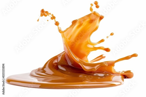 luscious caramel sauce splash isolated on white background tempting food element high resolution photo with clipping path