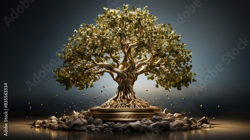 A tree with branches that form a crown at the top, symbolizing royalty and ultimate success 