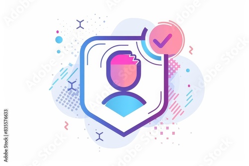 user account approved symbol checkmark icon in line art style verified profile vector illustration digital concept