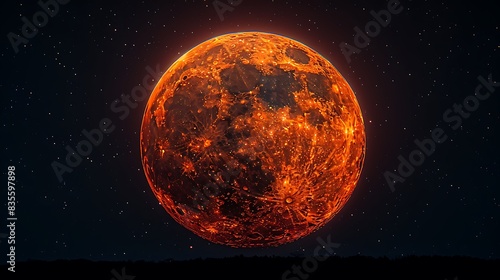 stunning image of a lunar eclipse with the Earth casting a red shadow on the full Moon during nighttime